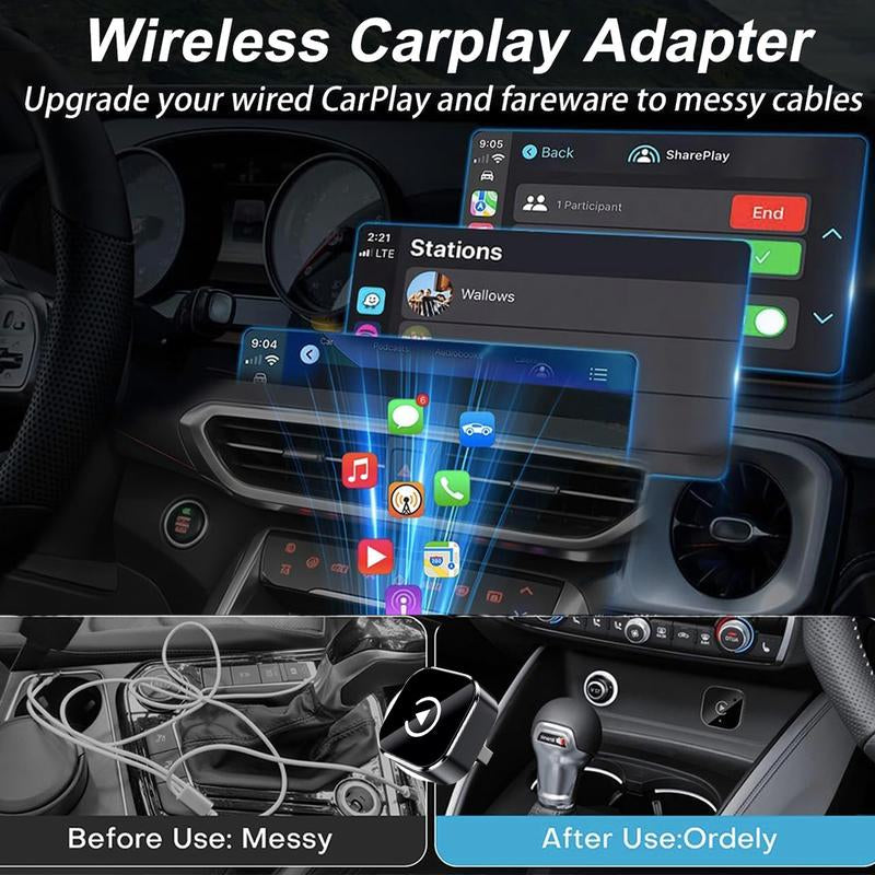 2026 Wireless Carplay Adapter for Iphone/Android - Fast Connection,No Latency,Hands-Free Call Wireless Adapter Electronic Charger Carplay Dongle