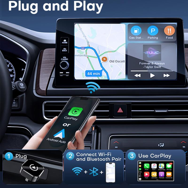 2026 Wireless Carplay Adapter for Iphone/Android - Fast Connection,No Latency,Hands-Free Call Wireless Adapter Electronic Charger Carplay Dongle